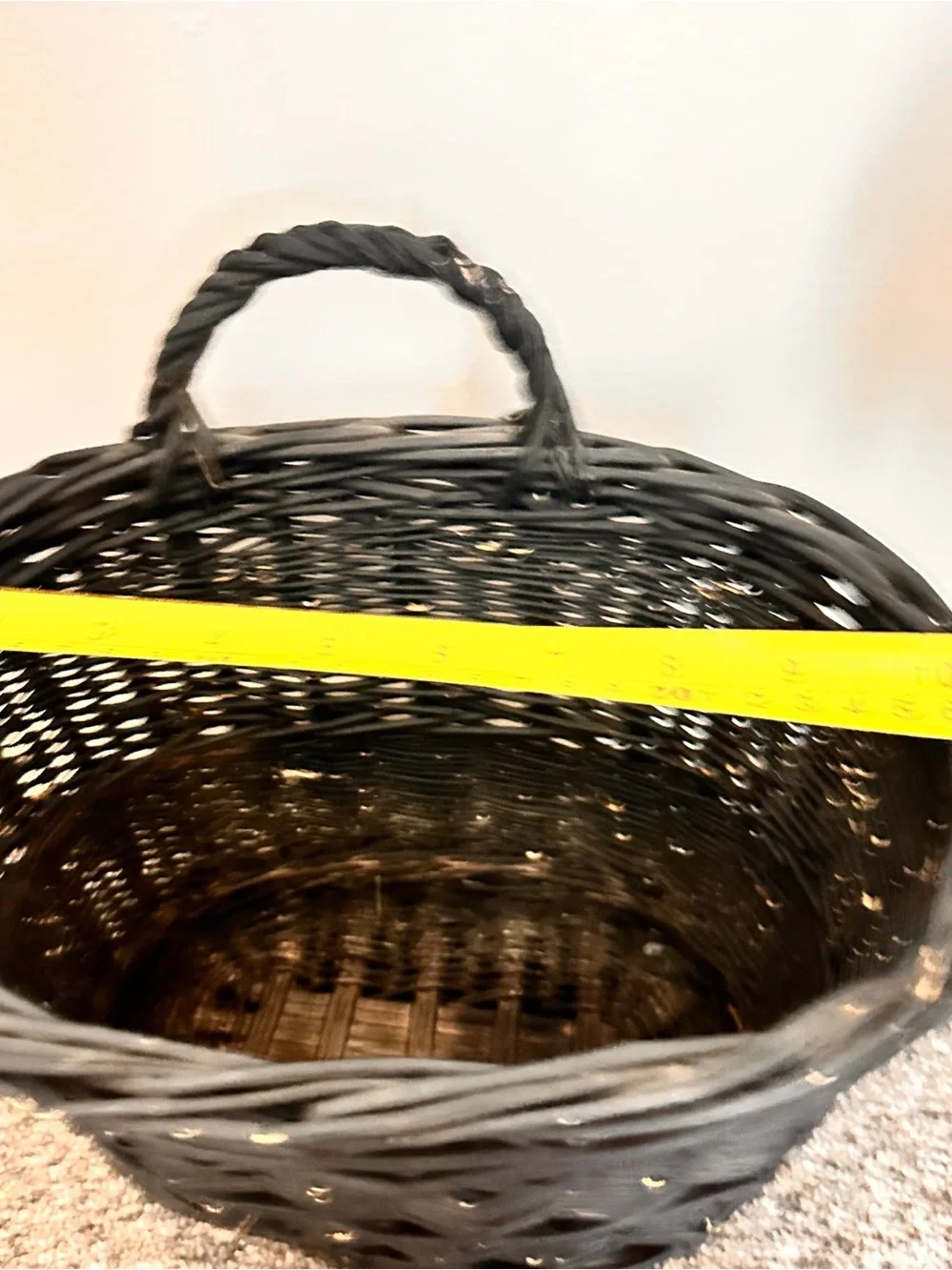 Wicker oval shaped painted basket